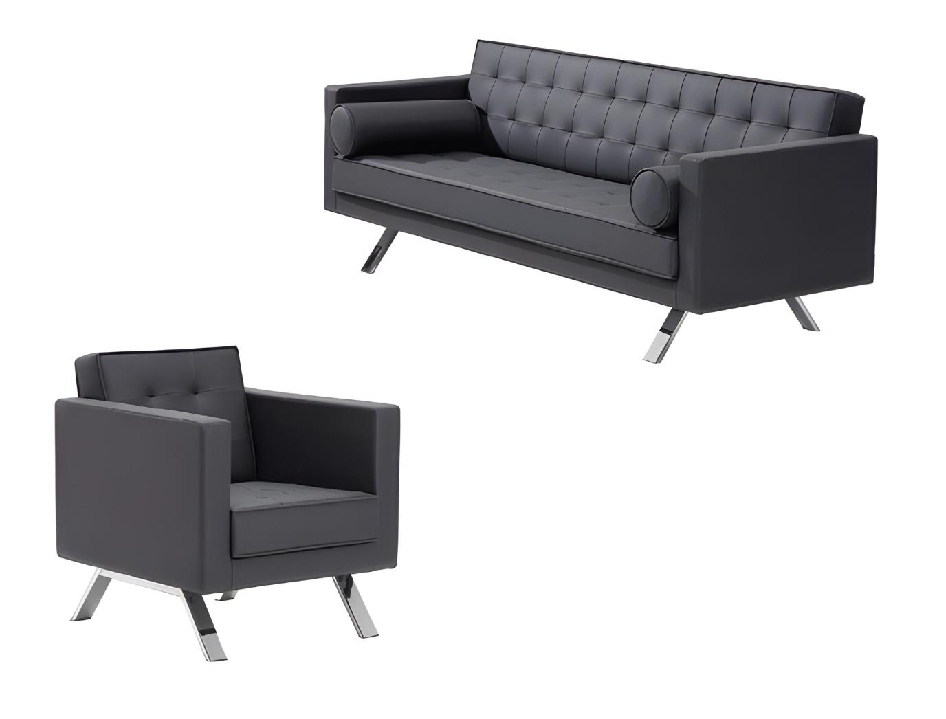 Sessel 1-Sitzer Design Leder Stuhl Polster Sofa 3 Sitzer Büro Einrichtung