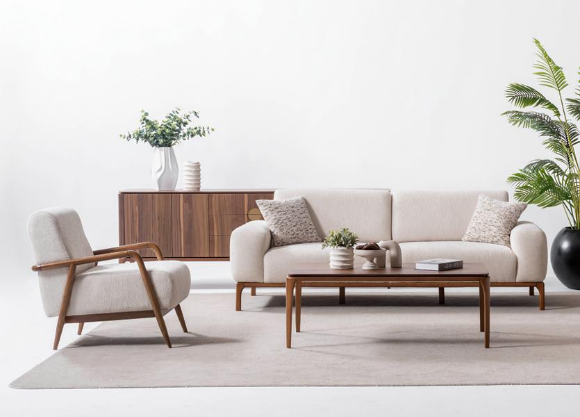 Sofagarnitur Beige Couch Sofa Relaxgarnitur Polsterset Loungemöbel 3+1 Tisch
