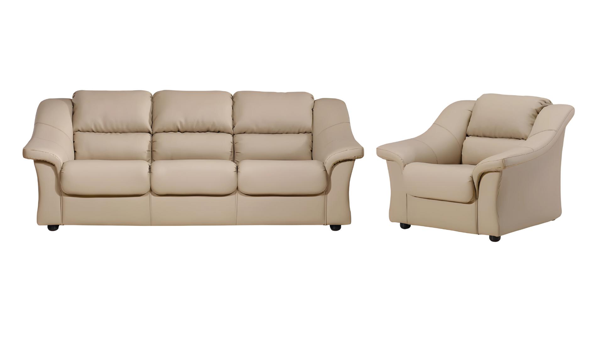 Sofa 2+1 Büromöbel Sessel Couch Polster Garnitur Leder designer Couchen