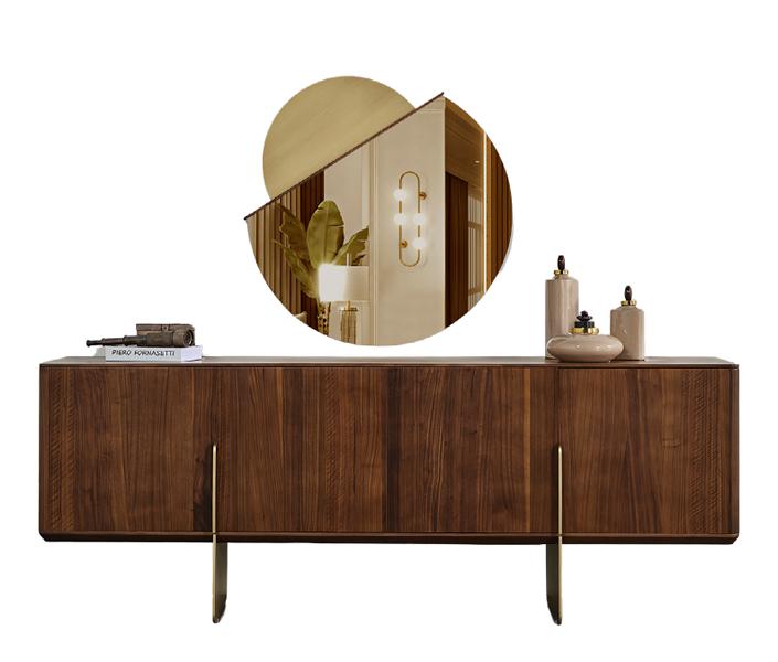 Zeitlos Kommode mit Spiegel Braun Modern Sideboard Esszimmermöbel Anrichte