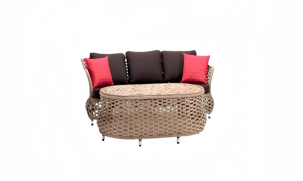 Gartenmöbel Sofa 3 Sitzer Braun Couchtisch Sofas Dreisitzer Rattan Luxus Modern