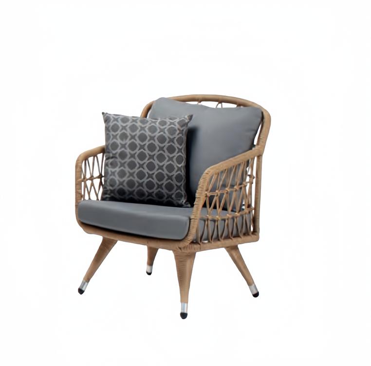 Sessel Grau Design Couch Sofa Relax Hochwertig Rattan Polster Sitzer Luxus