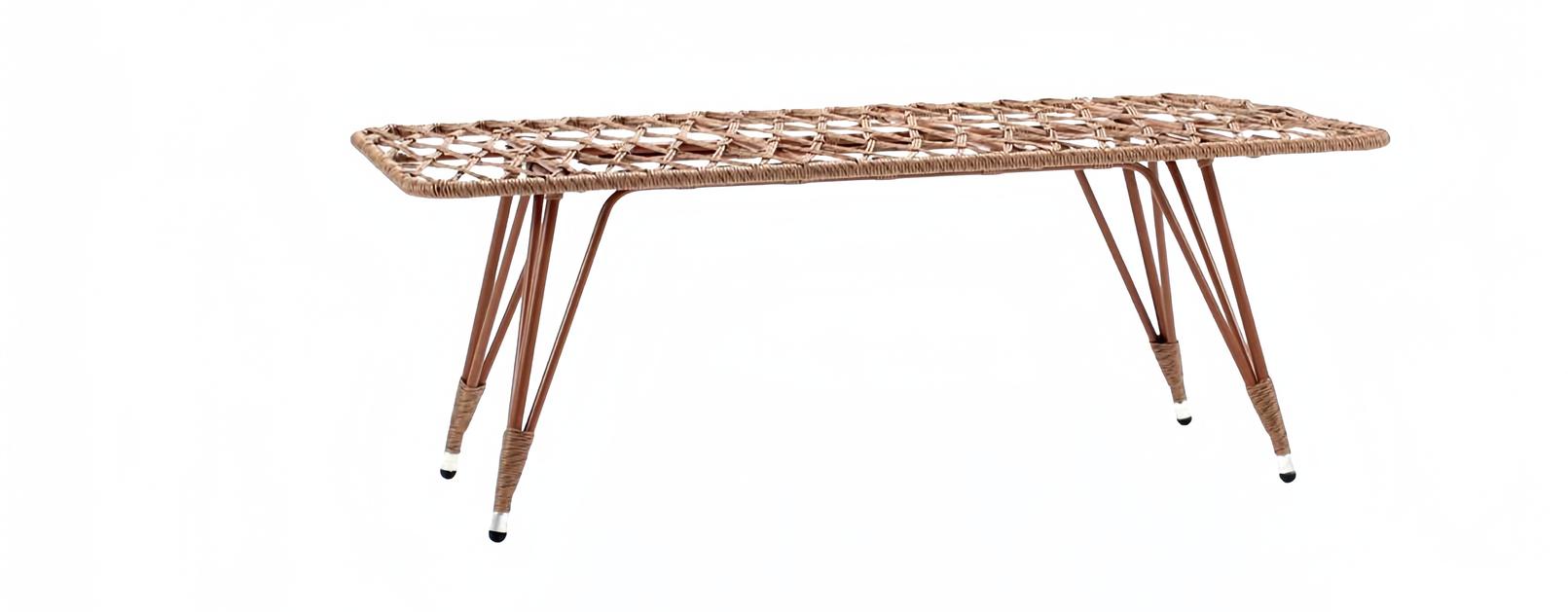 Couchtisch Kaffeetisch echteckig Braun Luxus Hochwertig Rattan Moderner Design