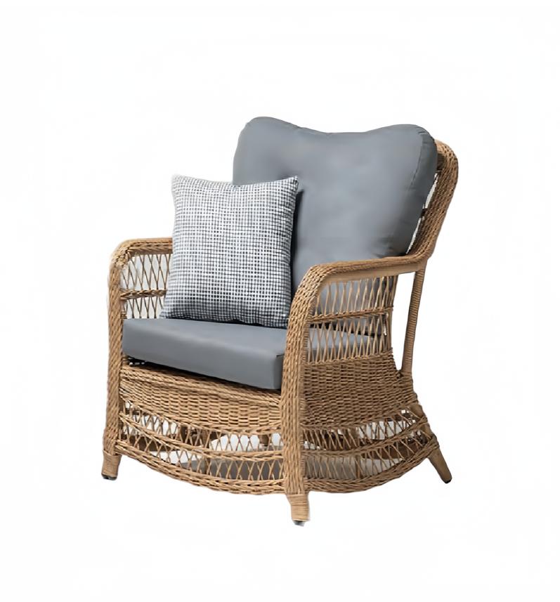 Sessel Grau Design Couch Sofa Relax Hochwertig Rattan Polster Sitzer Luxus