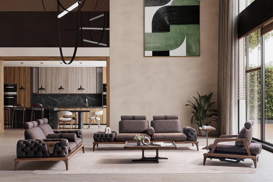 Chesterfield Moderne Sofagarnitur Couch Polster Sitzpolster Garnituren 3tlg