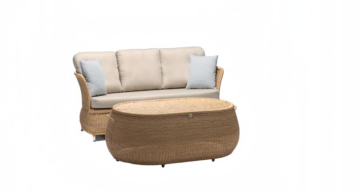 Garnitur Sofa 3 Sitzer Couchtisch Sofas Dreisitzer Rattan Tisch Luxus Modern
