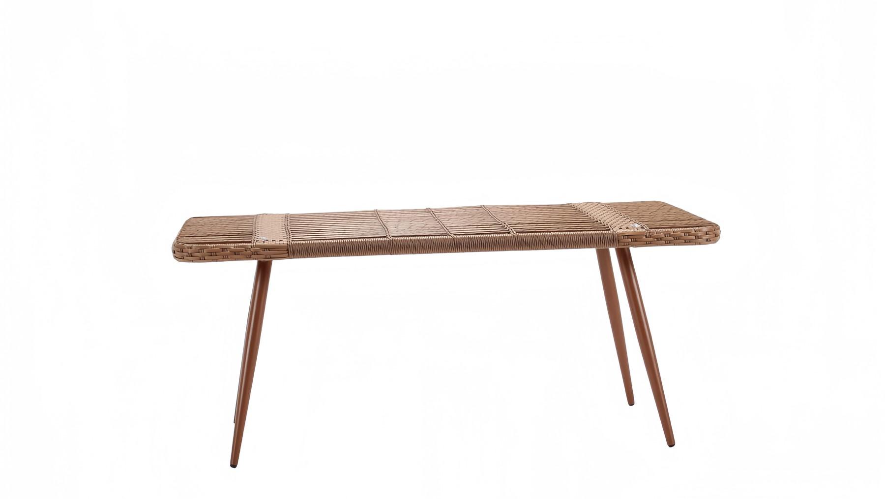 Couchtisch Rechteckig Beige Luxus Rattan Moderner Design Kaffeetisch Hochwertig