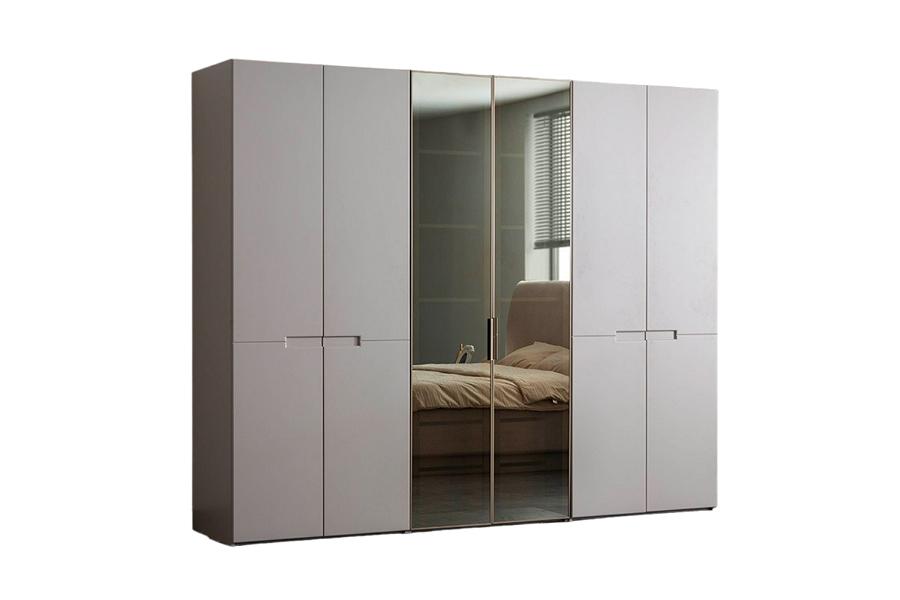 Grau Taupe Kleiderschrank Moderner Schlafzimmer Schrank Möbel 6 türig