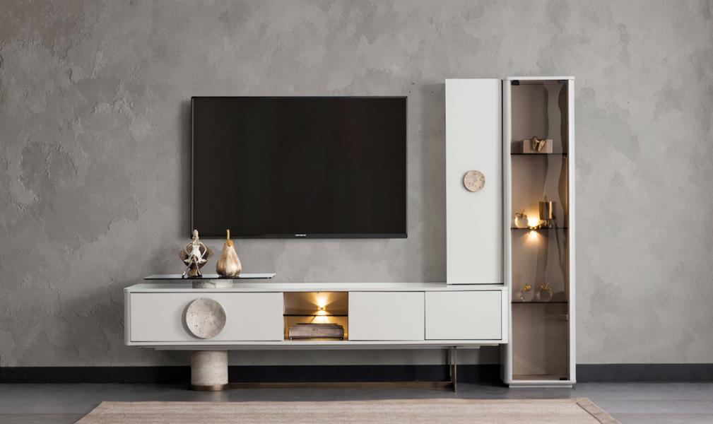 Modernes und Funktionales Design Weißes TV-Unit aus Holz für Wohnzimmer