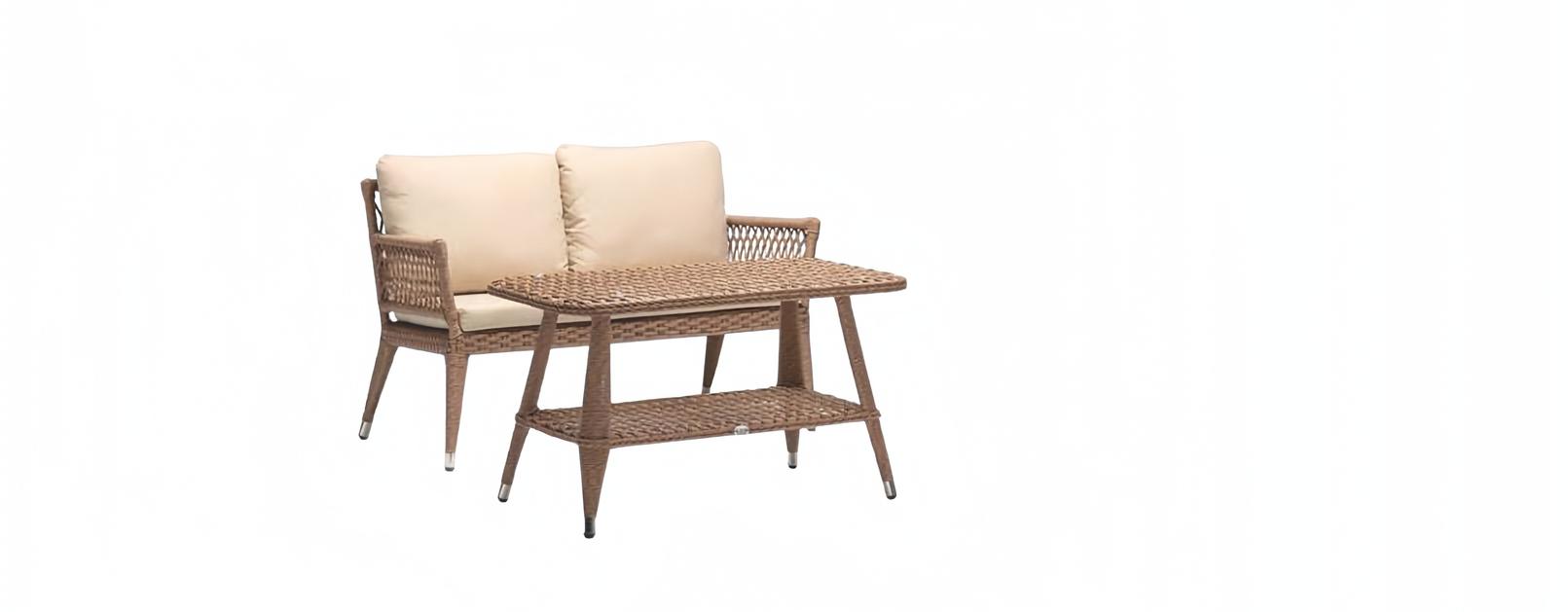 Sofa 3 Sitzer Couchtisch Garnitur Sofas Dreisitzer Rattan Tisch Luxus Modern