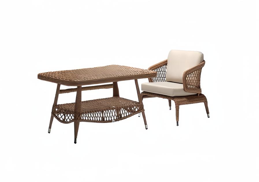 Gartenmöbel Sessel Braun Couchtisch luxuriöse Design Moderne 2tlg Möbel