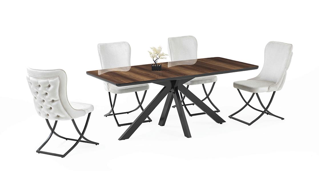Hochwertig Esszimmer Set Garnitur Tisch 4x Stühle Design Modern Möbel Braun