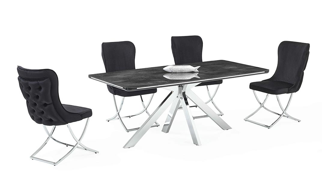 Hochwertig Esszimmer Set Weiß Garnitur Tisch 4x Stühle Design Modern Möbel