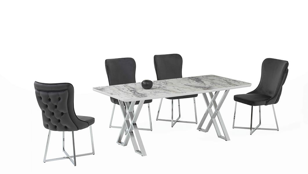 Esszimmer Set Hochwertig Möbel Weiß Garnitur Tisch 4x Stühle Design Modern