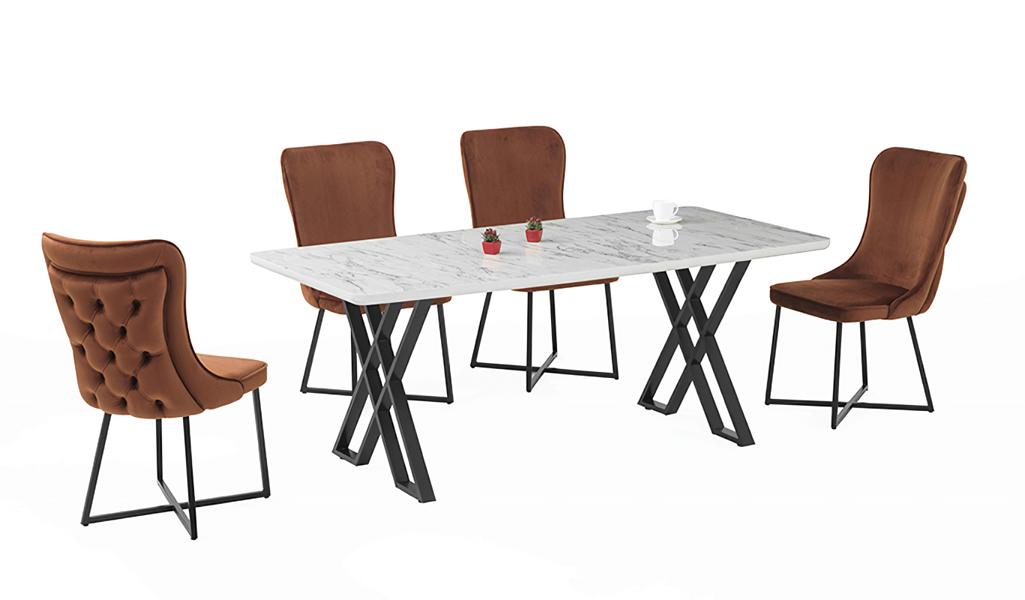 Esszimmer Set Weiß Garnitur Tisch 4x Stühle Design Modern Hochwertig Möbel