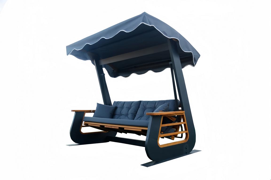 Schwarz Gartenschaukel Moderne Outdoor-Schaukel Exklusive Holz Möbel Neu