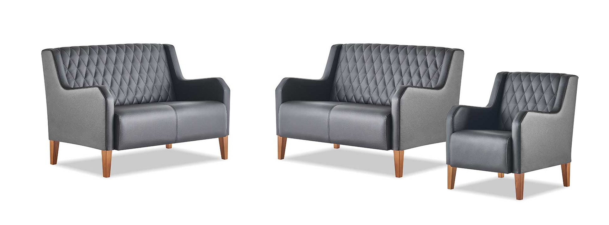Sofas 2-Sitzer Sessel Schwarz Ledersofas Modern Leder Couch Lehnsessel