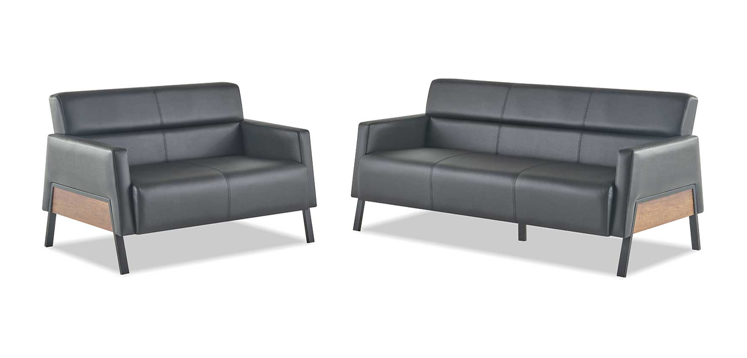 Sofas Sitzmöbel 3-Sitzer 2-Sitzer Sofas Schwarz Ledersofas Modern Set