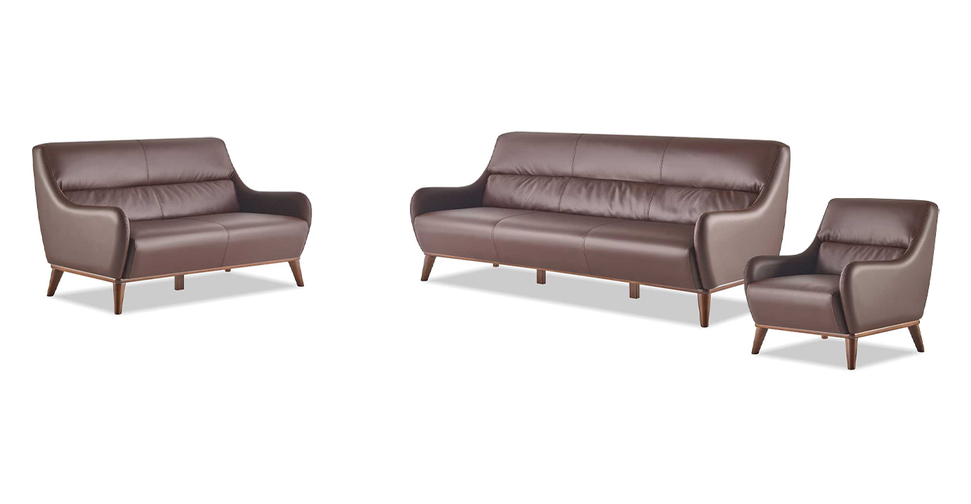 Komplett Sofa-Set 3-Sitzer 2-Sitzer Sessel Braun Klassisch Couch Leder