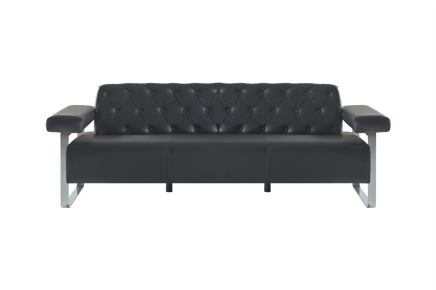Chesterfield Design 3-Sitzer Sofa Schwarz Einfarbig Modern Design Stil