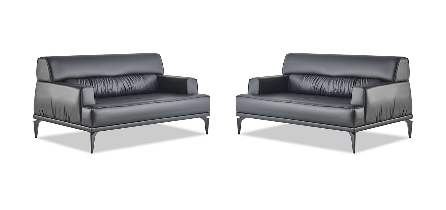 Sofargarnituren Set Modern 2-Sitzer Sofas Schwarz Leder Couch Sofa-Set