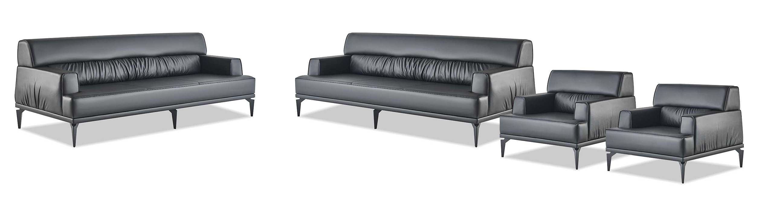 Sofagarnitur Couch Polster Möbel Büroeinrichtung Sitzer Schwarz Sofa-Set 4tlg.