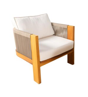 Loungesessel Gartensessel Sessel Beige Einzelsofa mit Kissen Gepolstert