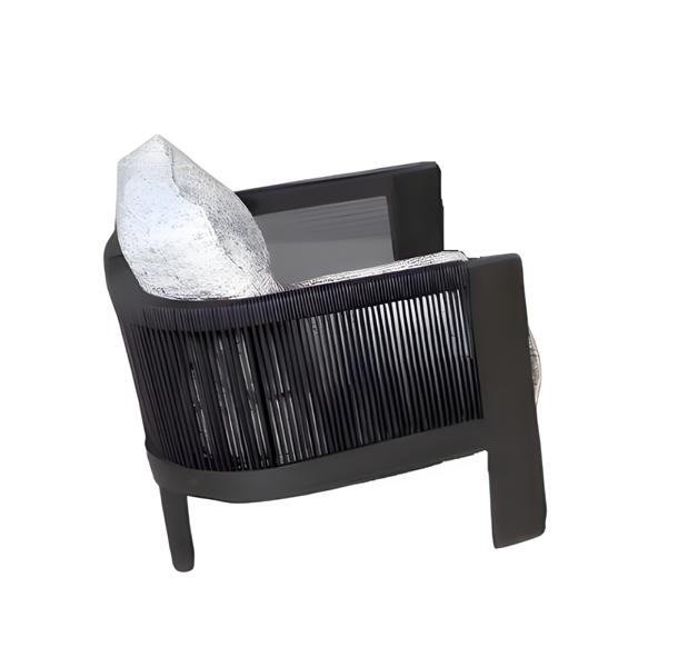 Gartensessel Loungesessel Gartenstuhl mit Polstern Kissen Sessel Schwarz