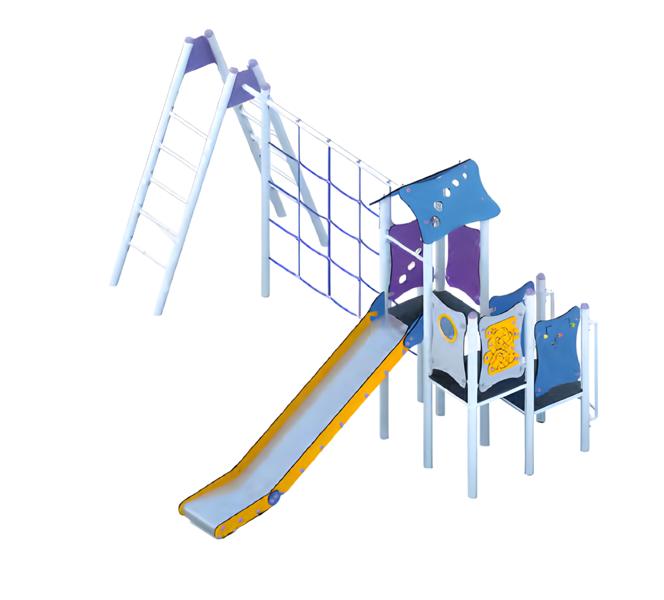 Spielzone Bewegungsfläche Freizeitgelände Spielturm mit Rutsche Kletterturm