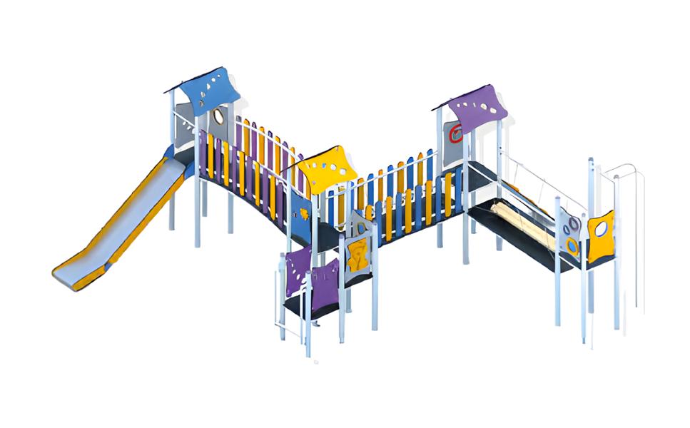 Spielzone Bewegungsfläche Freizeitgelände Spielturm mit Rutsche Kletterturm