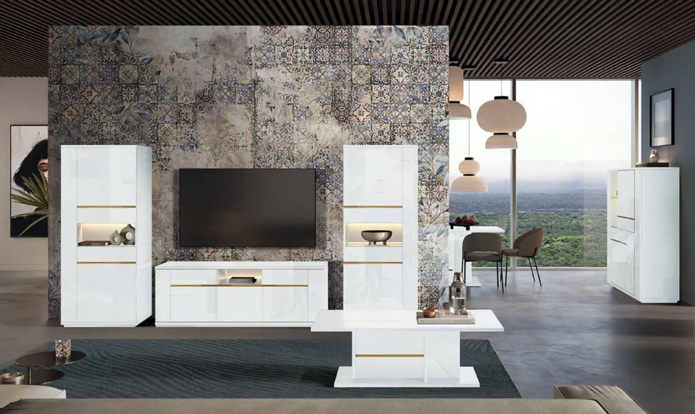 Wohnzimmermöbel Modern Set 4tlg TV-Ständer 2x Schränke Holzmöbel Couchtisch