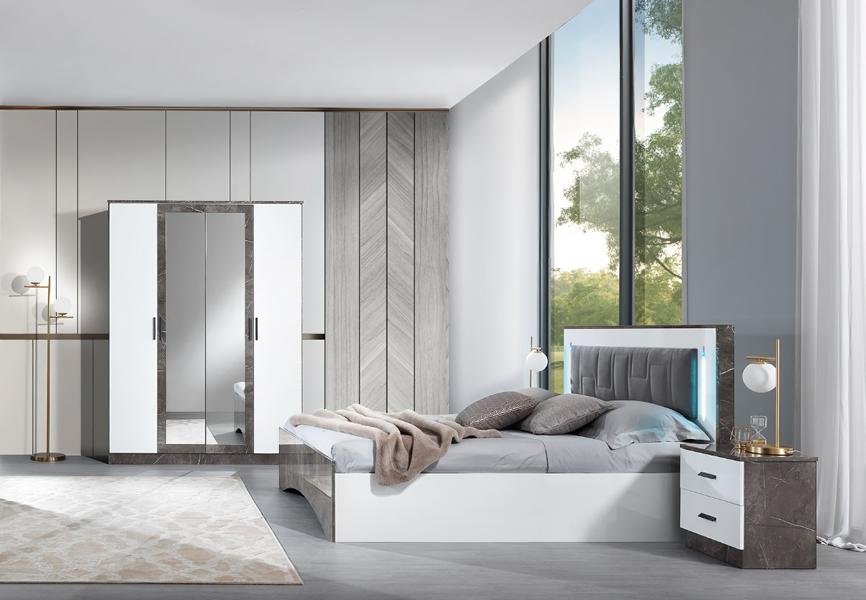 Schlafzimmer Set Luxus Komplettes Bett 2x Nachttisch Kleiderschrank 4tlg Möbel