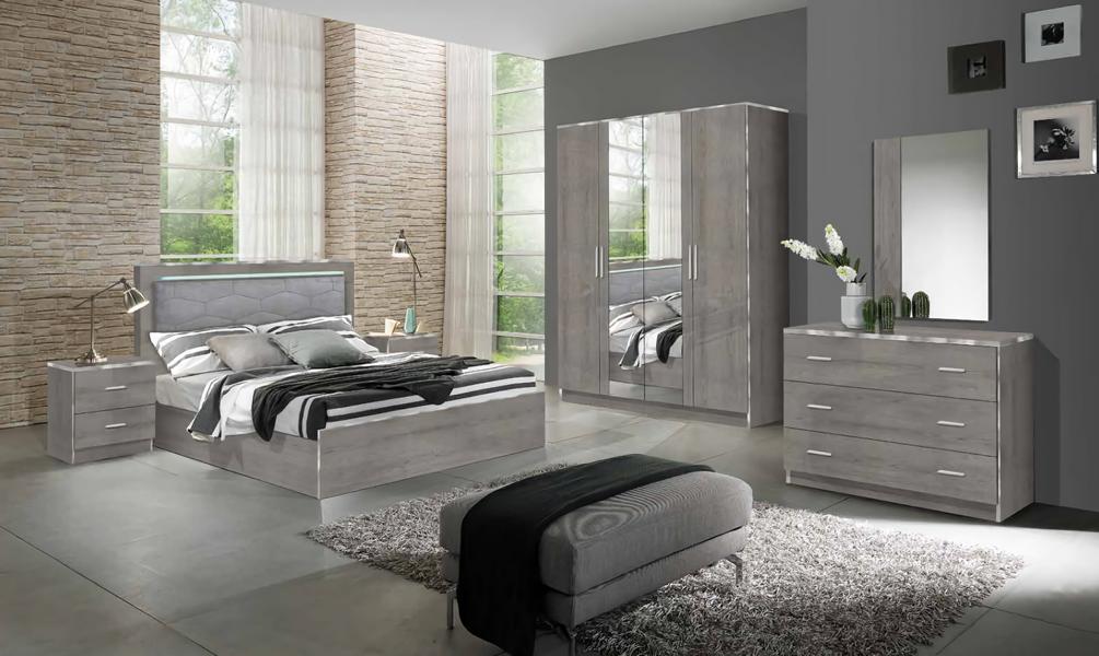 Komplett Schlafzimmer Möbel Set Bett 2x Nachttisch Schminktisch Spiegel 6tlg Neu