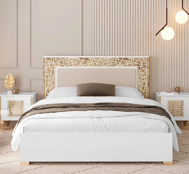 Bett Polster Design Luxus Doppel Hotel Betten Schlaf Zimmer Leder 160x200cm Neu