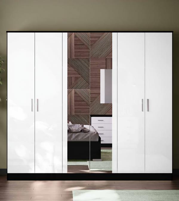 Kleiderschrank weiß Schwarz Schlafzimmer Material Holz Schrank Luxus Modern Neu