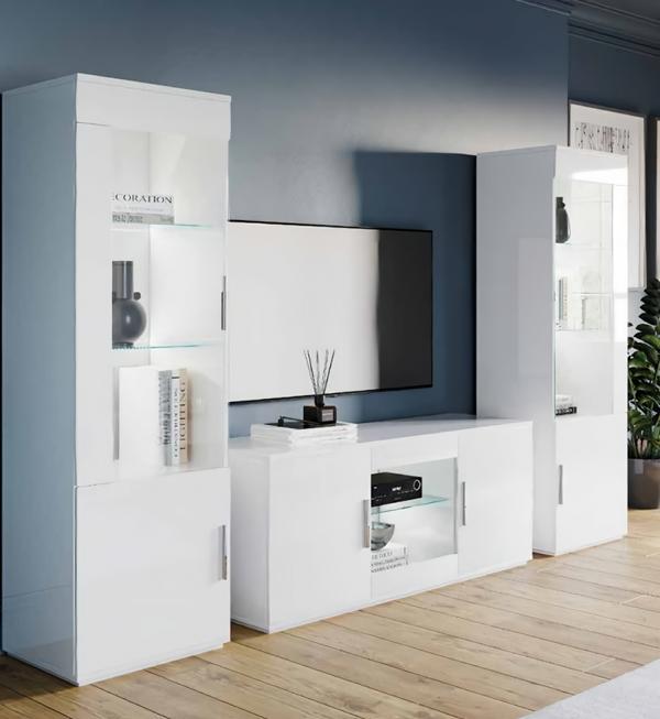 Schrankwand Wohnzimmer Modern Wohnwand Set rtv vitrine sideboard 3tlg. Neu
