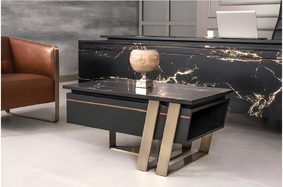 Tisch Holz Couchtisch Modernes Design Beige Tische Büro Schwarz Einrichtung Neu