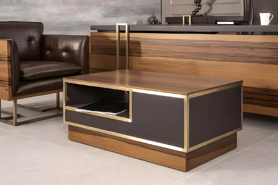 Tisch Holz Couchtisch Moderne Design Beige Tische Büro Braun Einrichtung Neu