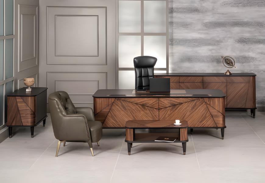 Designer Büro Arbeit Zimmer Set Schreibtisch Stuhl Komplett Set Möbel 5tlg. Neu