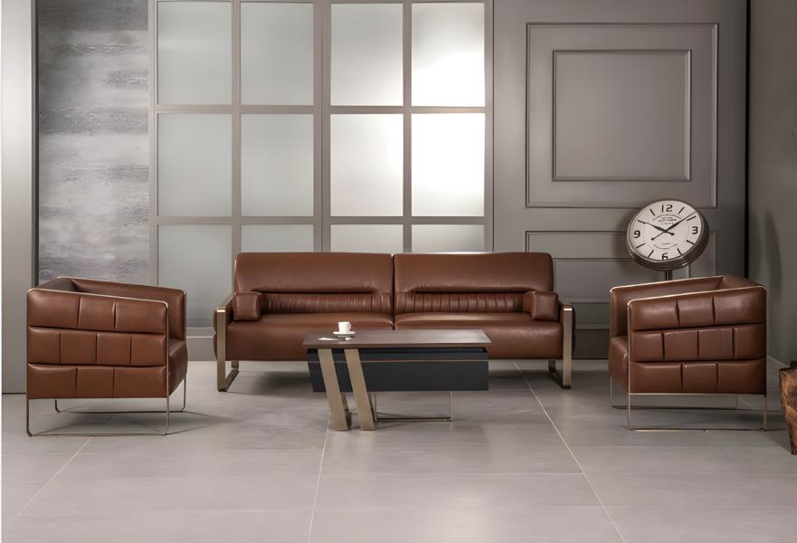 Büro Set Modern Luxus Komplettbüro 3-Sitzer Sofa 2 Sessel Couchtisch Neu