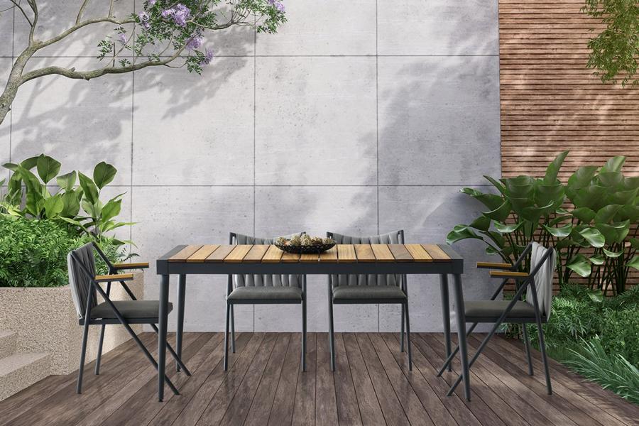 Esszimmer Essgruppe Essecke Holztisch Esstisch Stühle Set 5tlg Grau