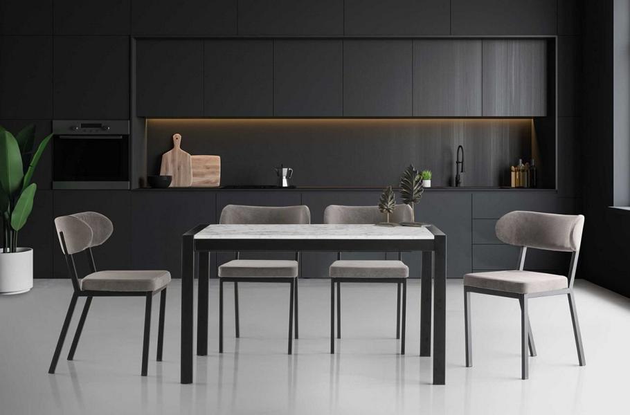 Essgruppe Esszimmer Tisch Essecke Esstisch Holztisch Stühle 5tlg Grau