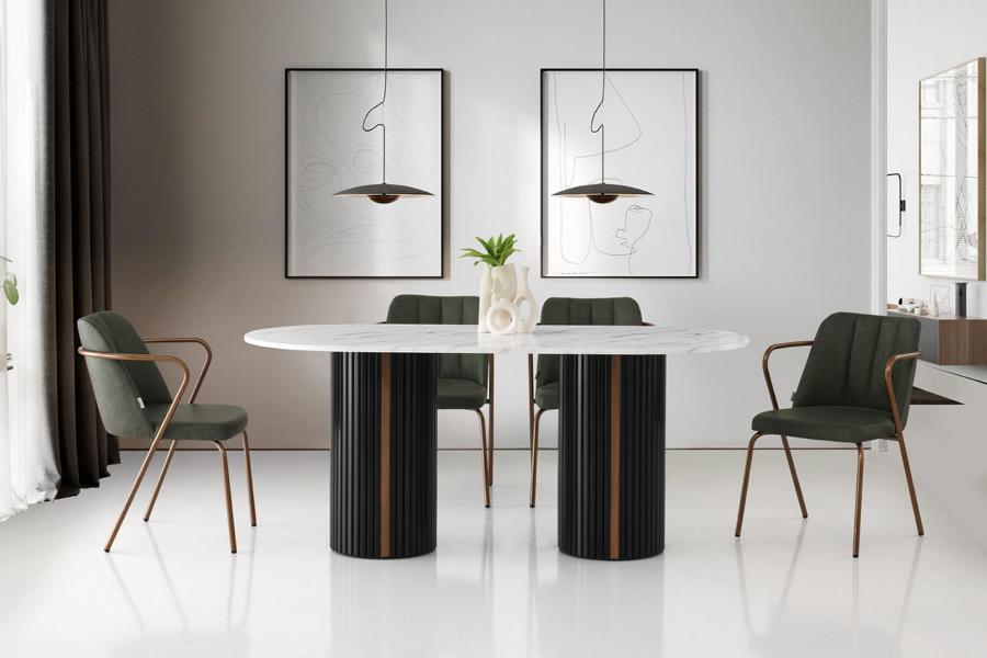 Garnitur Esszimmer Tisch Essecke Esstisch Holztisch Stühle 7tlg Grün