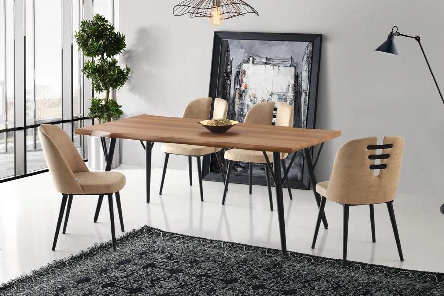 Komplette Esszimmer Tisch Essecke Esstisch Stühle 5tlg Braun Holztisch
