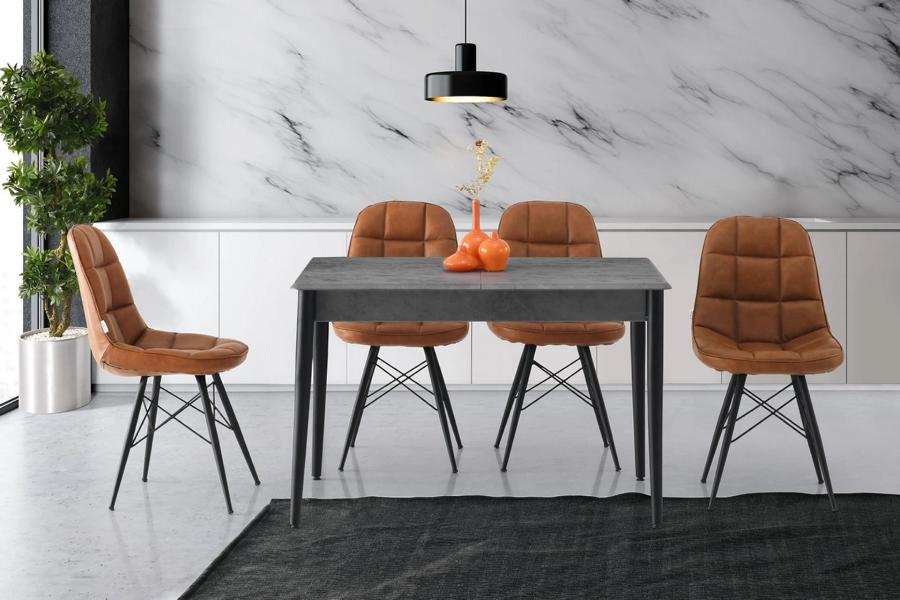 Komplette Esszimmer Tisch Essecke Esstisch Stühle 5tlg Grau Holztisch
