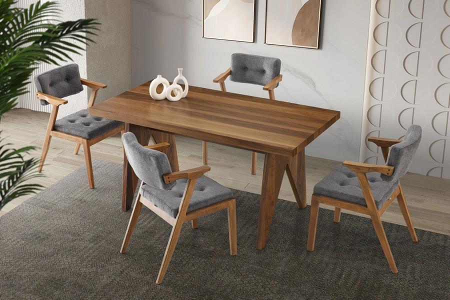 Essgruppe Essecke Holztisch Esstisch Stühle Set 5tlg Braun Esszimmer