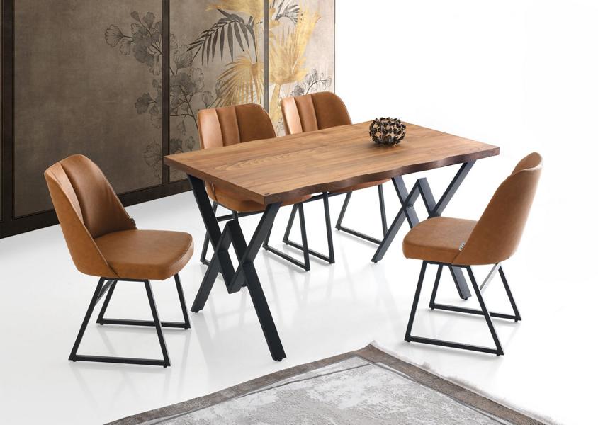 Essecke Esszimmermöbel Essgruppe Esstisch Stühle 5tlg Braun Tisch