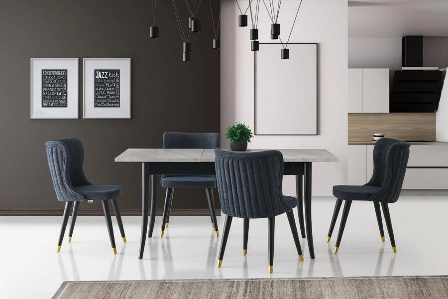Essecke Esstisch Ausziehbar Essgruppe Stühle 5tlg Esszimmer Grau Tisch