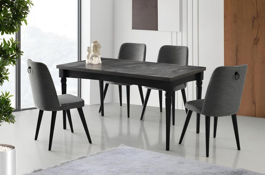 Essecke Esstisch Ausziehbar Essgruppe Stühle 5tlg Esszimmer Grau Tisch