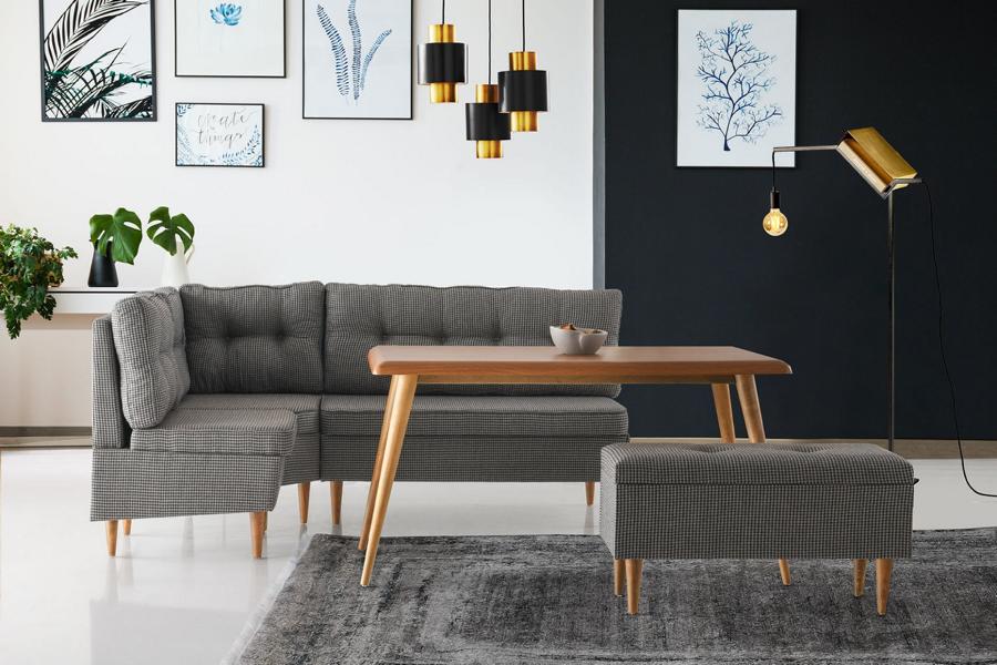 Esszimmer Gruppe Essecke Esstisch Sitzbanke Tisch Bank Grau Eckbank